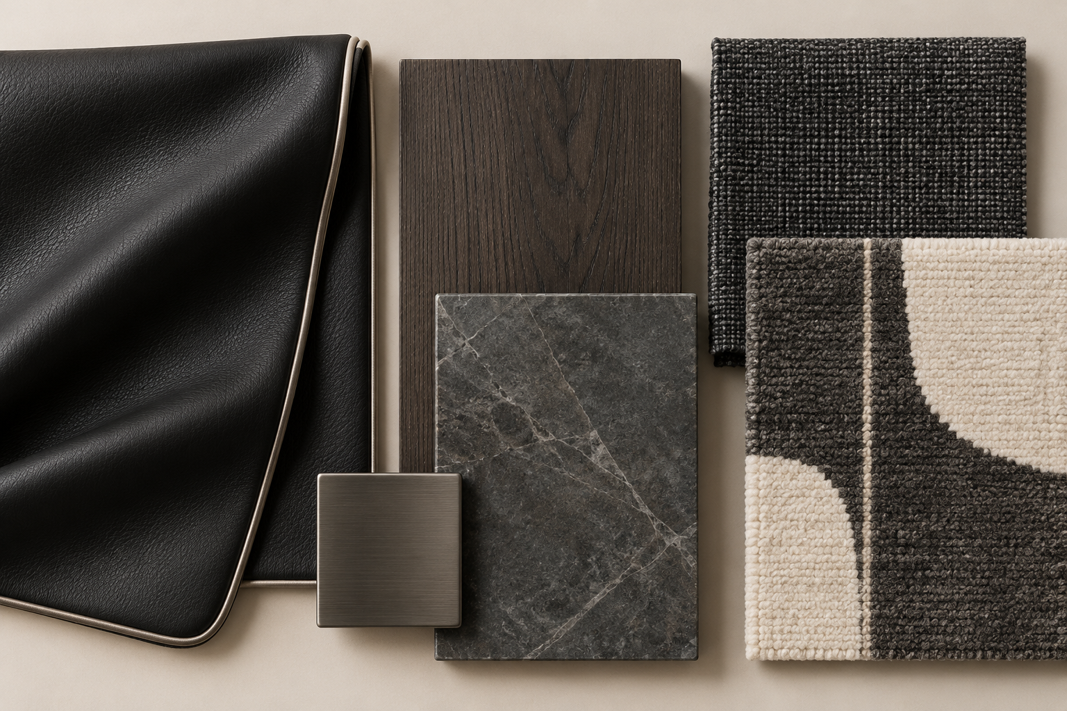Tailored & Dramatic concept material board